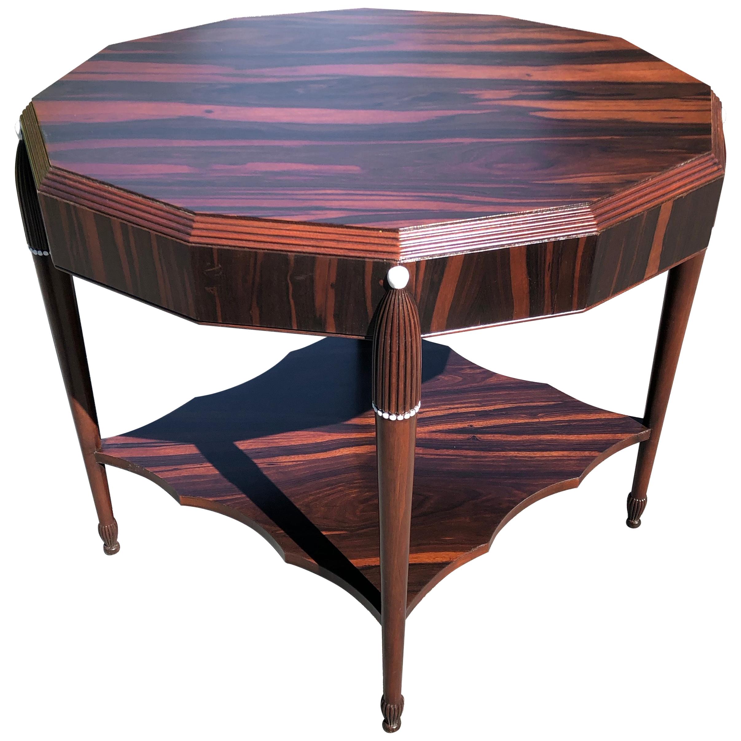 Rosewood Late Art Deco Center Table, France For Sale