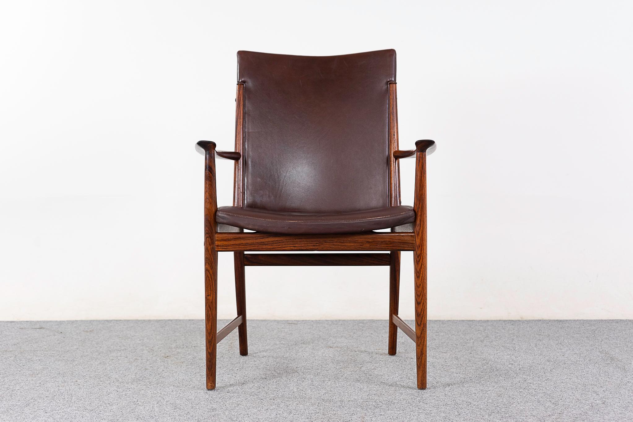Danish Rosewood & Leather Arm Chair by Kai Lyngfeldt Larsen