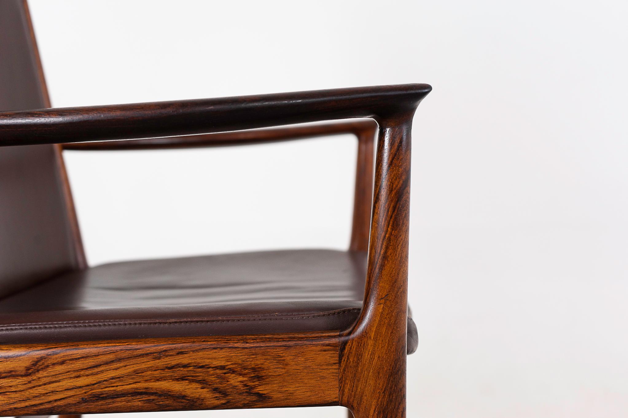 Rosewood & Leather Arm Chair by Kai Lyngfeldt Larsen For Sale 1