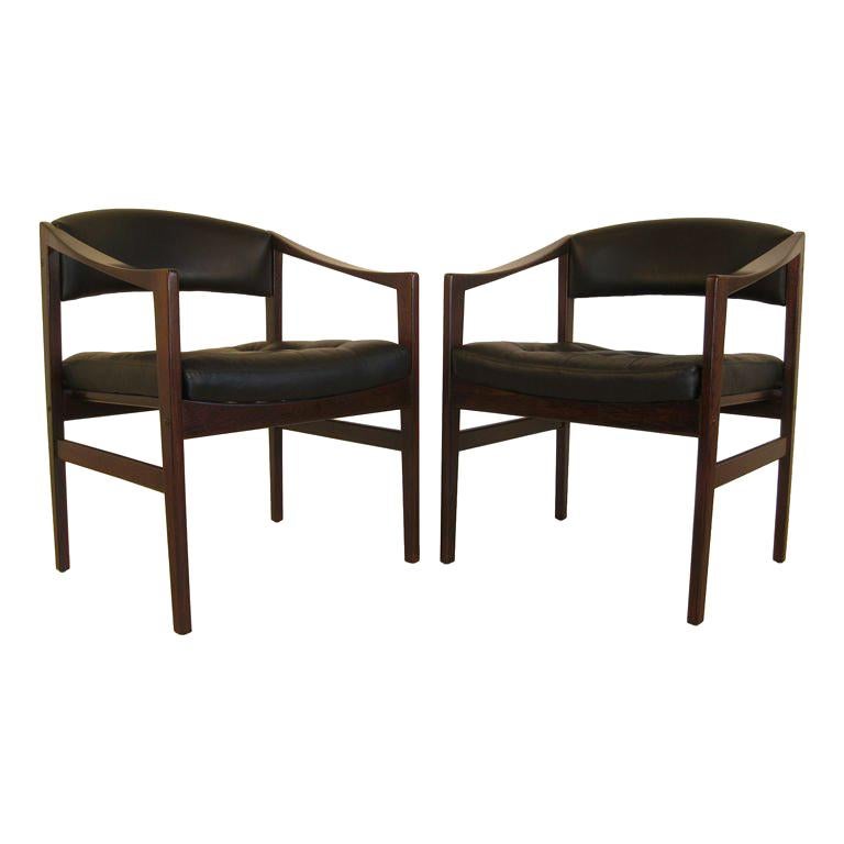 Rosewood & Leather Danish Modern Dux Chairs by Ray Zimmerman