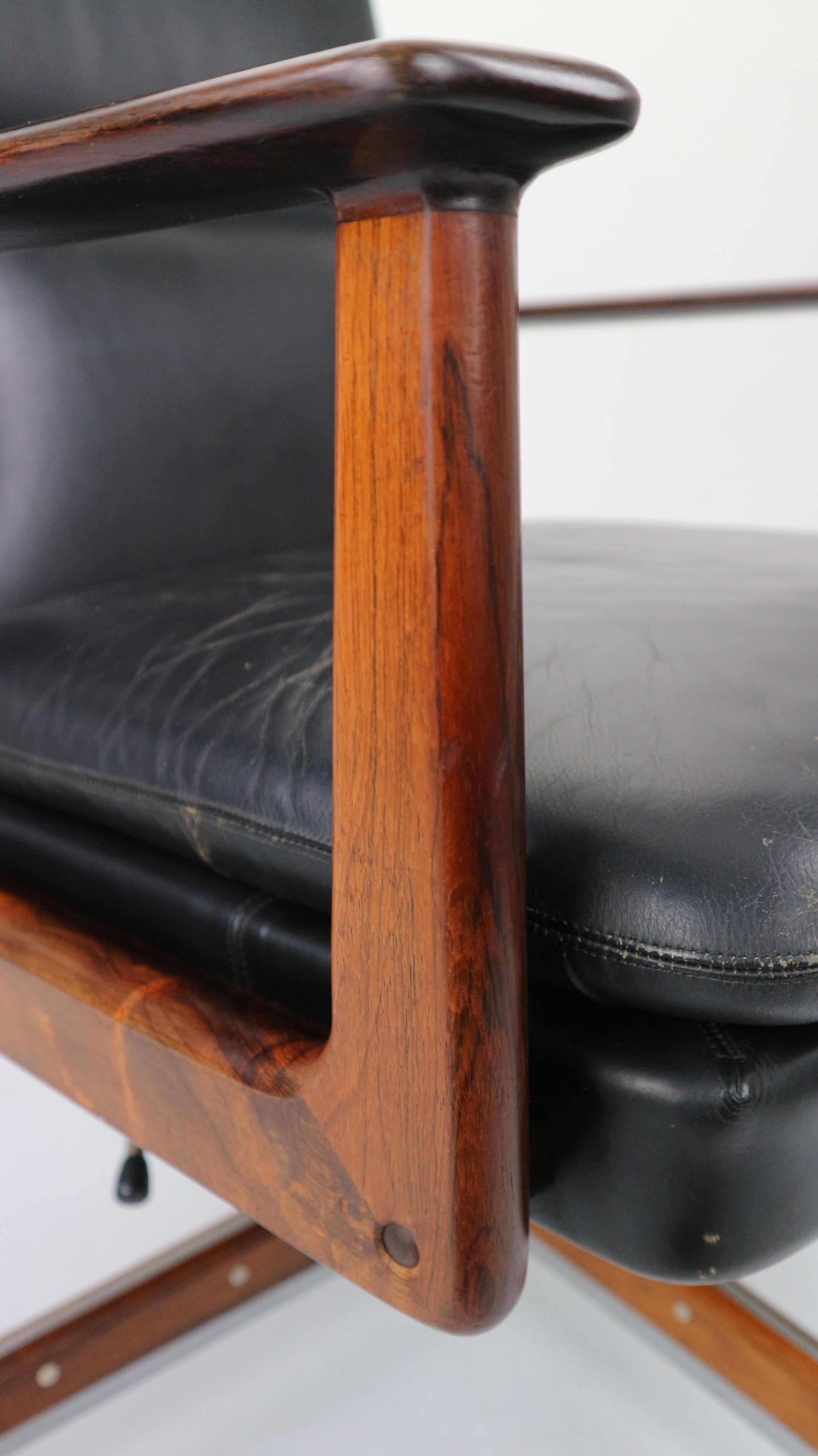 Rosewood& Leather Executive Office Chair by Arne Vodder for Sibast, 1960 Denmark 9