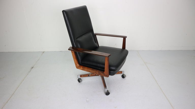 Rosewood /& Leather Executive Office Chair by Arne Vodder for Sibast 1960 Denmark