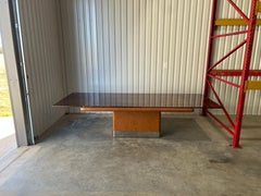 Rosewood & Leather Extendable Dining Table by Vladimir Kagan, 1970s, Signed