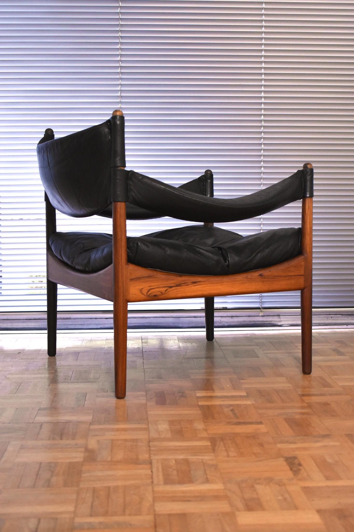 Scandinavian Modern Rosewood and Leather 'Modus' Lounge Chair by Kristian Vedel for Søren Willadsen