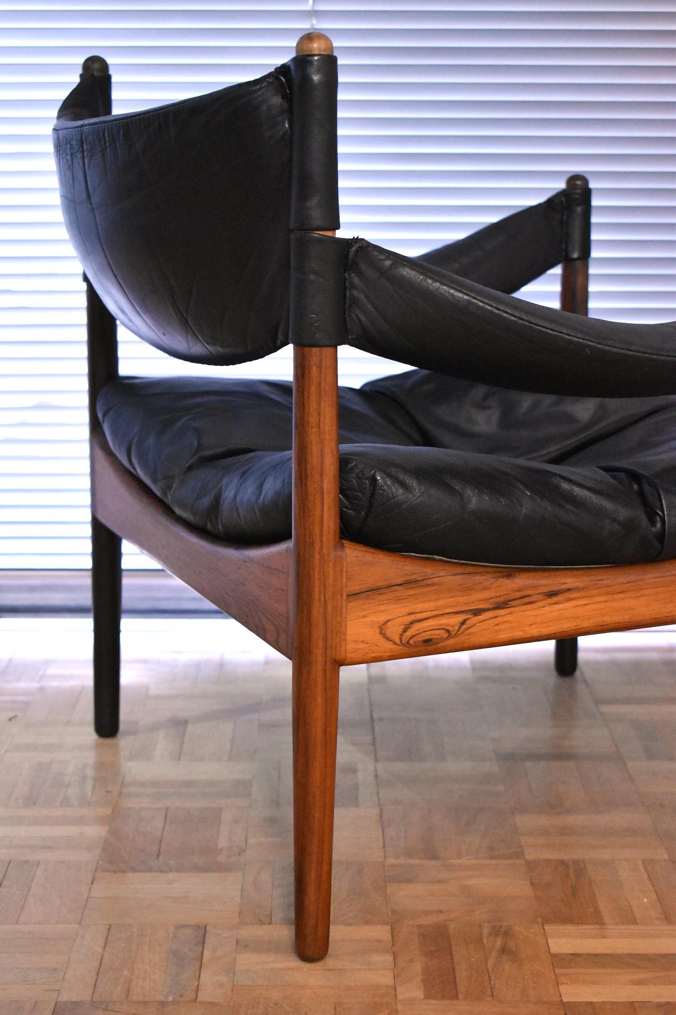 Rosewood and Leather 'Modus' Lounge Chair by Kristian Vedel for Søren Willadsen In Good Condition In Shepperton, Surrey