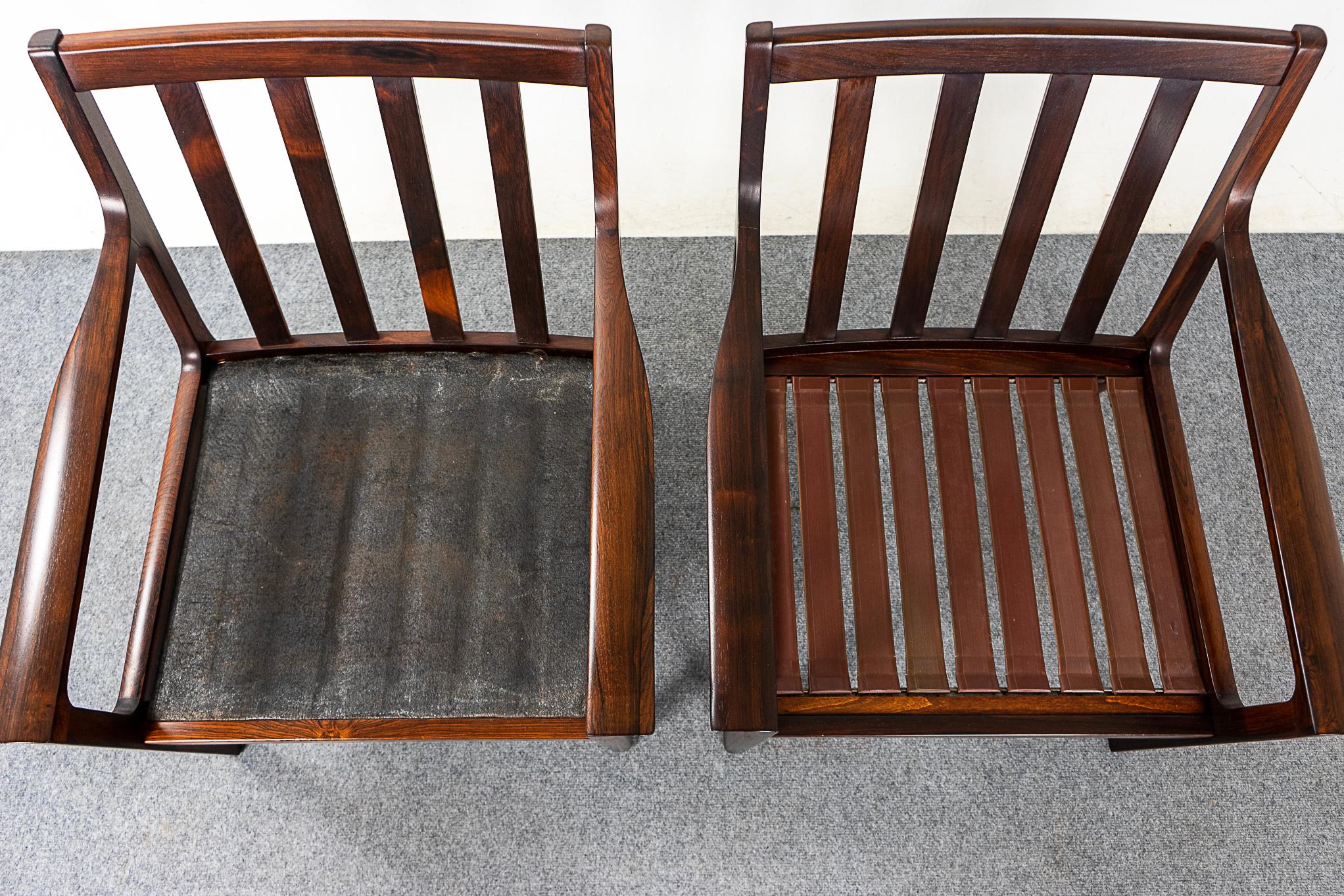 Rosewood & Leather Norwegian Lounge Chairs by Frederik Kayser 10