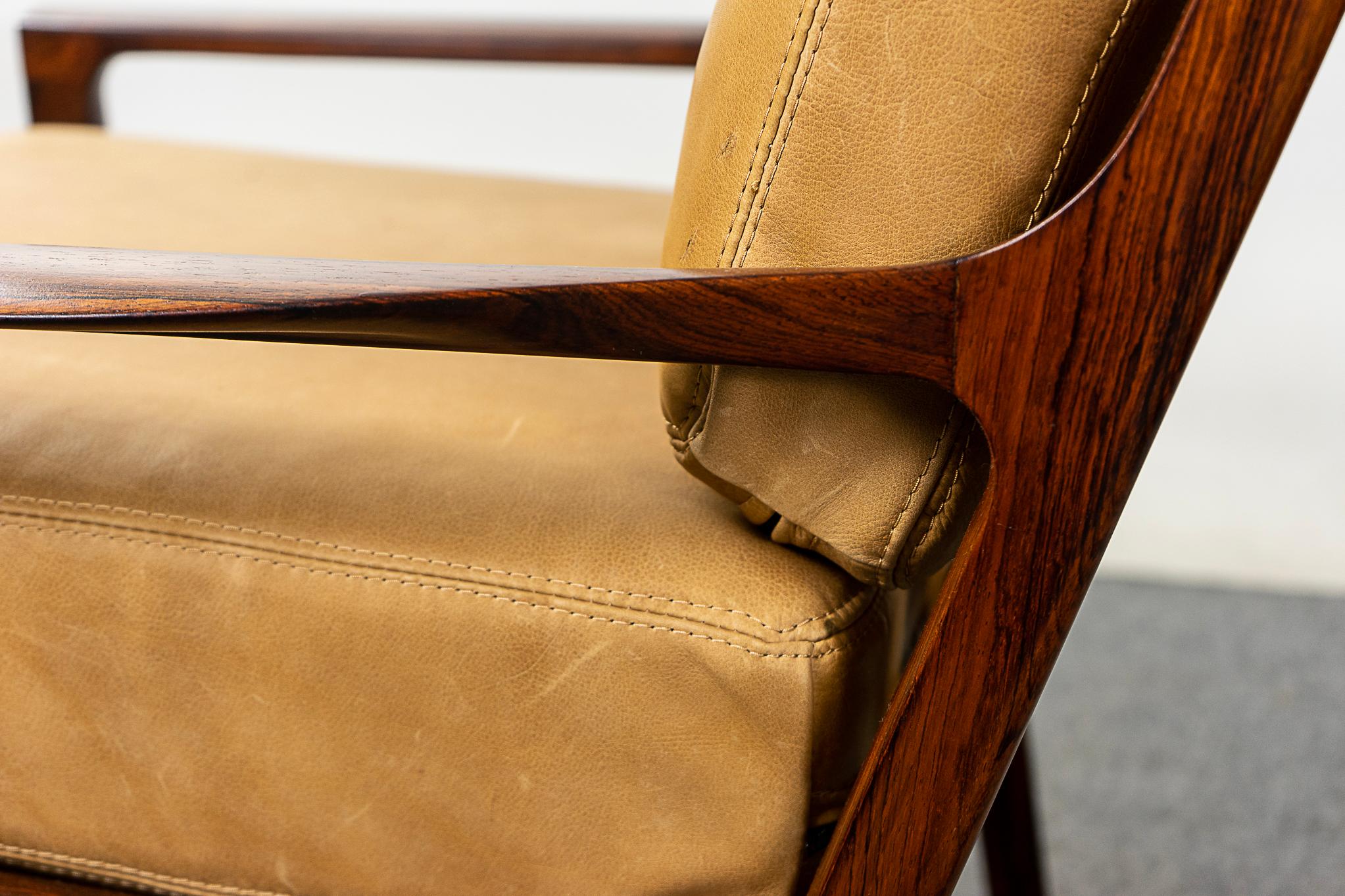 Rosewood & Leather Norwegian Lounge Chairs by Frederik Kayser 3