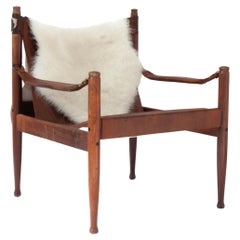 Rosewood & Leather Safari Chair by Erik Wørts for Niels Eilersen