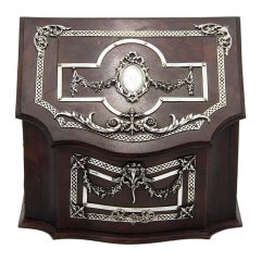 Rosewood letter holder with silver applications