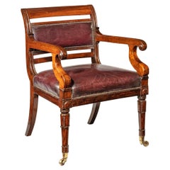 Rosewood Library Chair in Manner of Henry Holland for the United Services Club