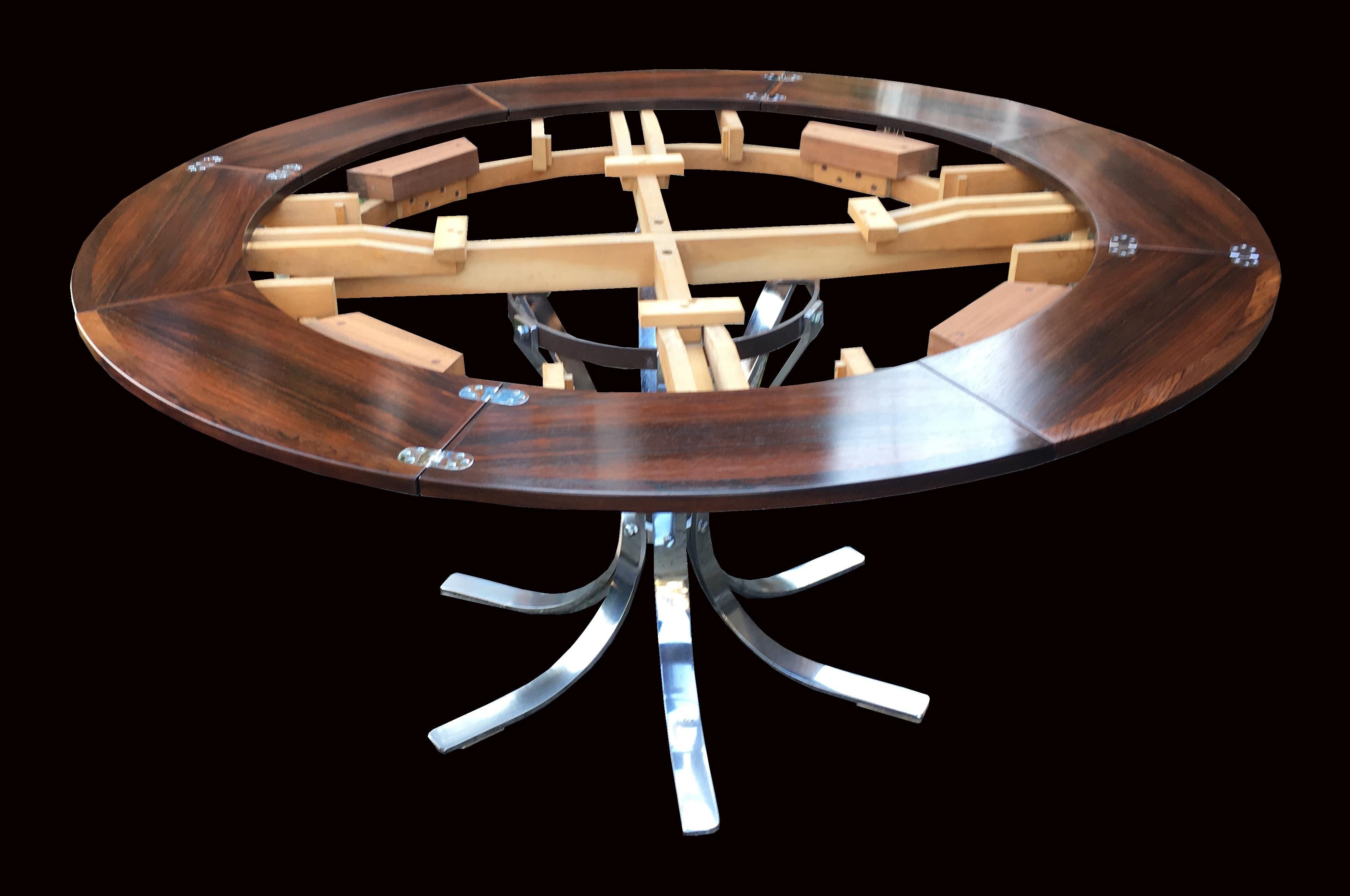 Danish Rosewood 'Lotus' or 'Flip Flap' Extending Circular Dining Table by Dyrlund