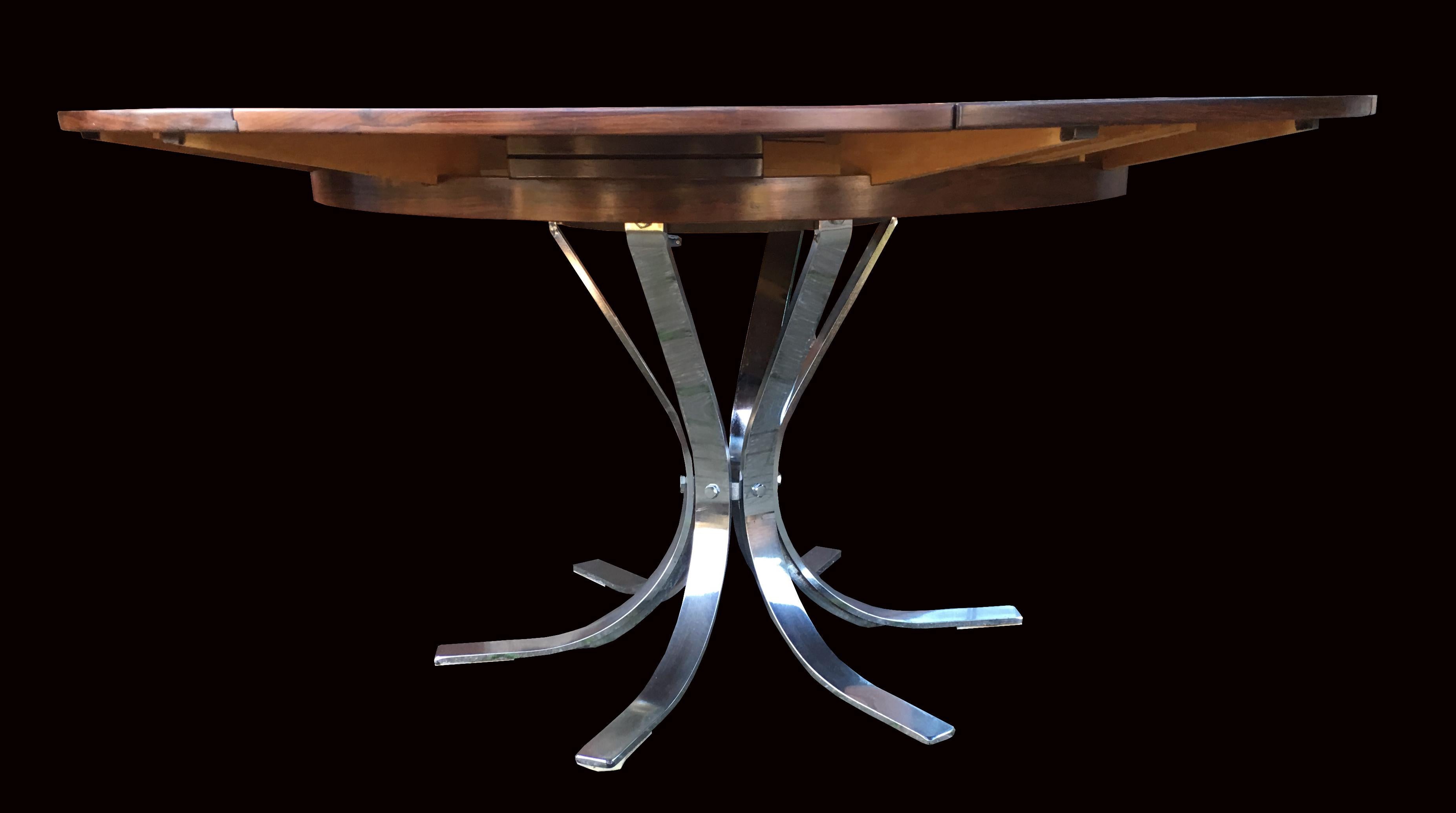 20th Century Rosewood 'Lotus' or 'Flip Flap' Extending Circular Dining Table by Dyrlund
