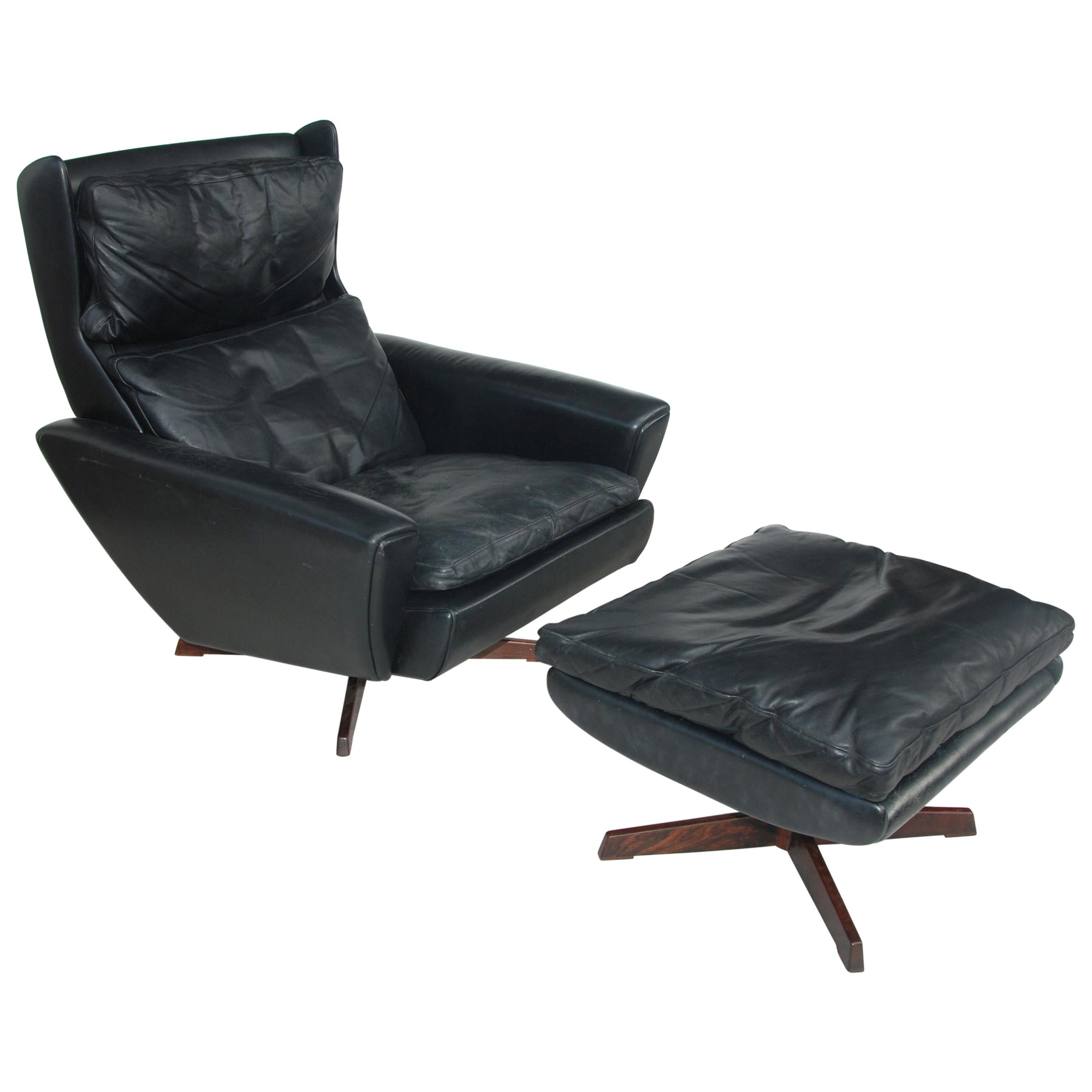 Rosewood Lounge Chair and Ottoman by Georg Thams for Vejen Polstermøbelfabrik