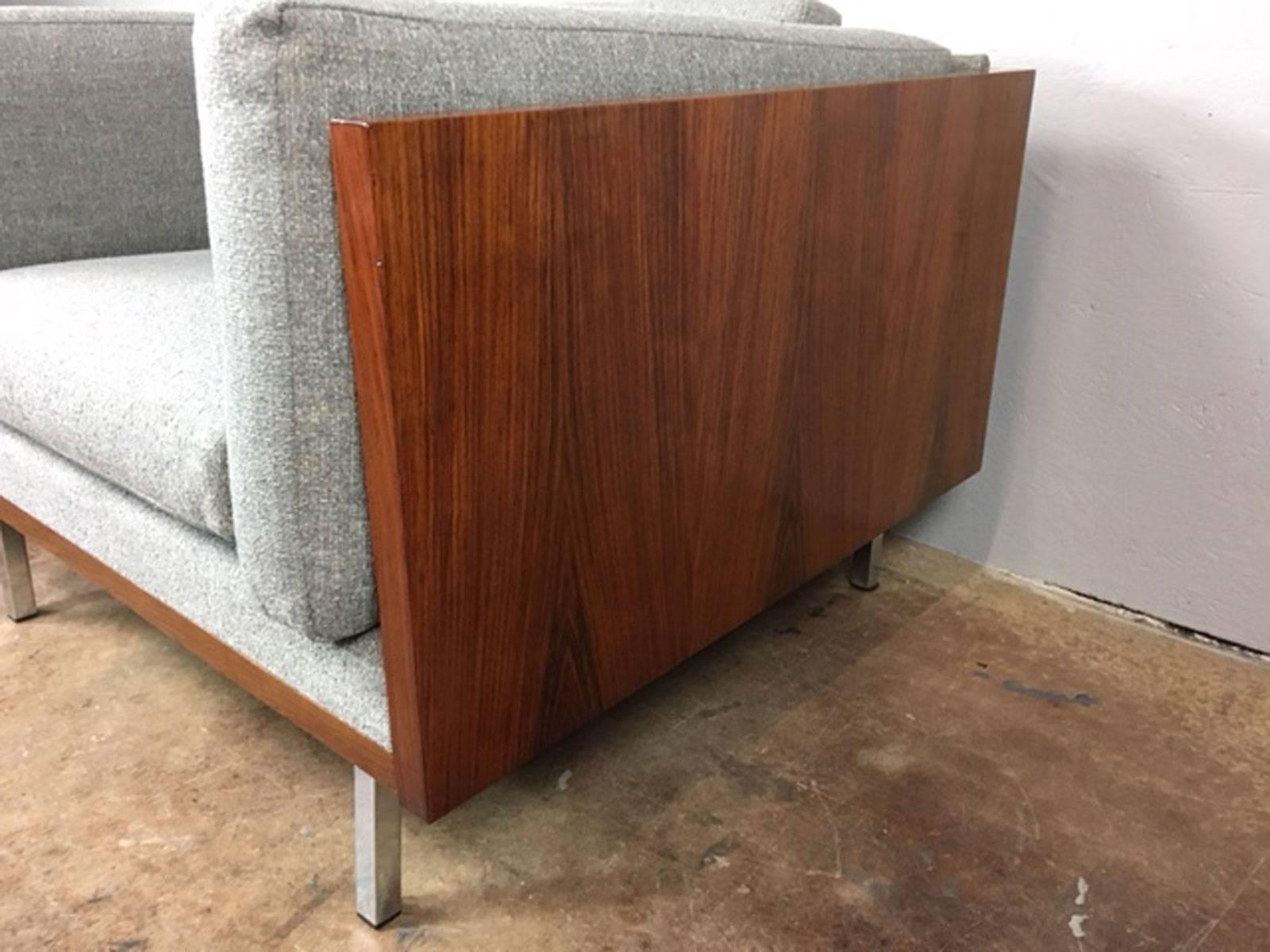 Mid-Century Modern Rosewood Wrapped Low Back Cube Chair by Komfort of Denmark