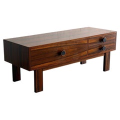 Rosewood Low Chest Entry Bench Drawers Symmetrical Grain Storage Sweden 1960s
