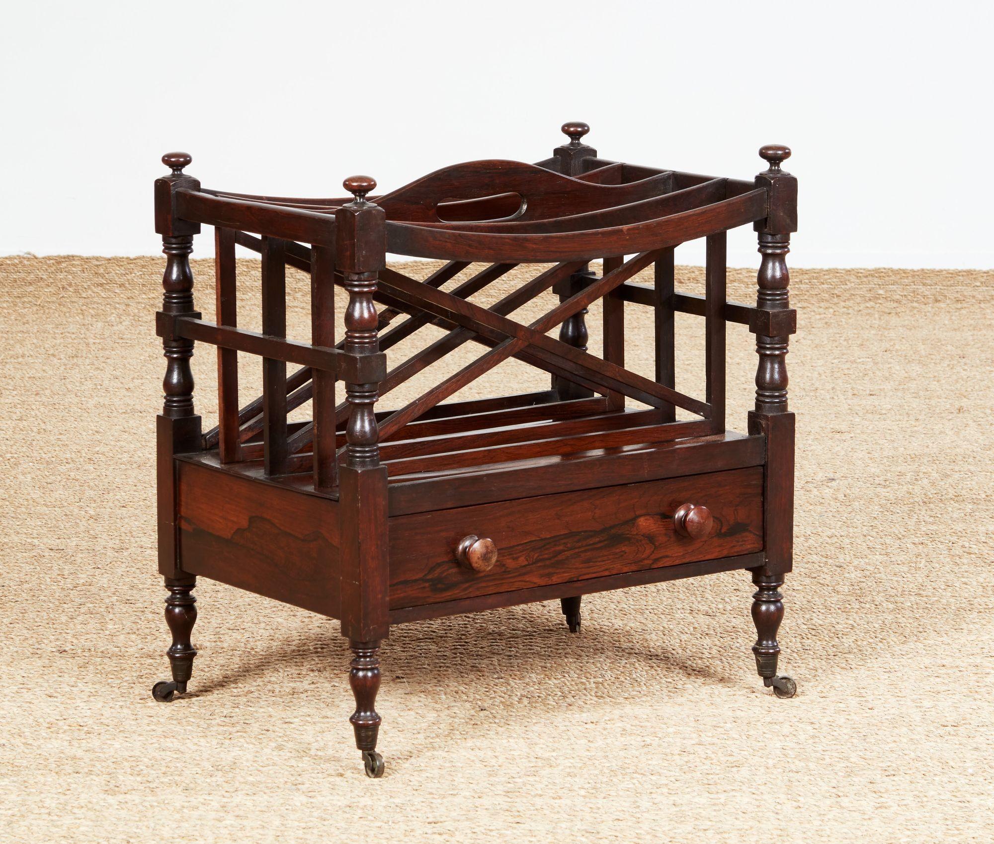 English Rosewood Magazine Rack For Sale