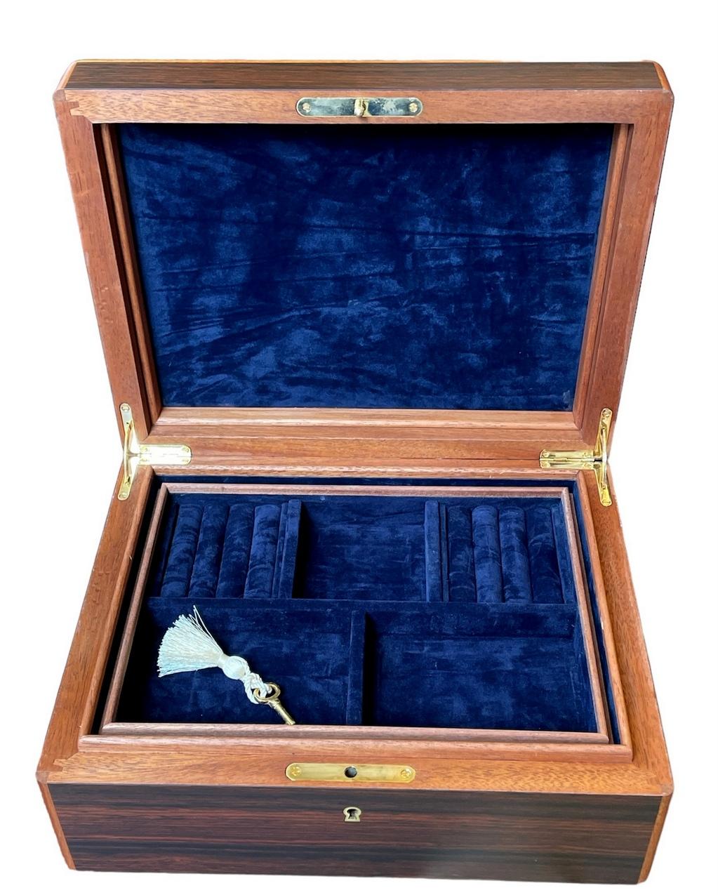Modern Rosewood Mahogany Ladys Handmade Jewelry Casket Box by Manning Ireland Irish New For Sale