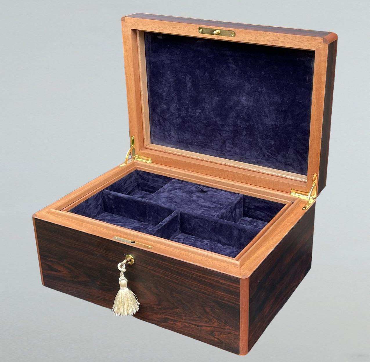 Polished Rosewood Mahogany Ladys Handmade Jewelry Casket Box by Manning Ireland Irish New