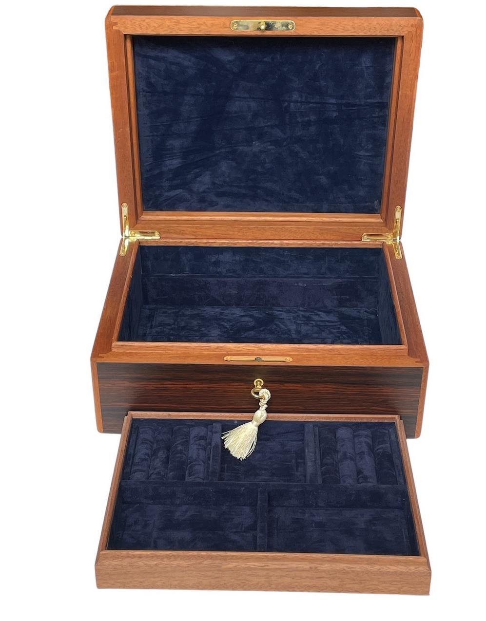 Polished Rosewood Mahogany Ladys Handmade Jewelry Casket Box by Manning Ireland Irish New For Sale