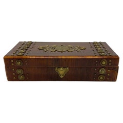 Rosewood, Maple, and Sycamore Brass Studded Box, English, ca. 1870