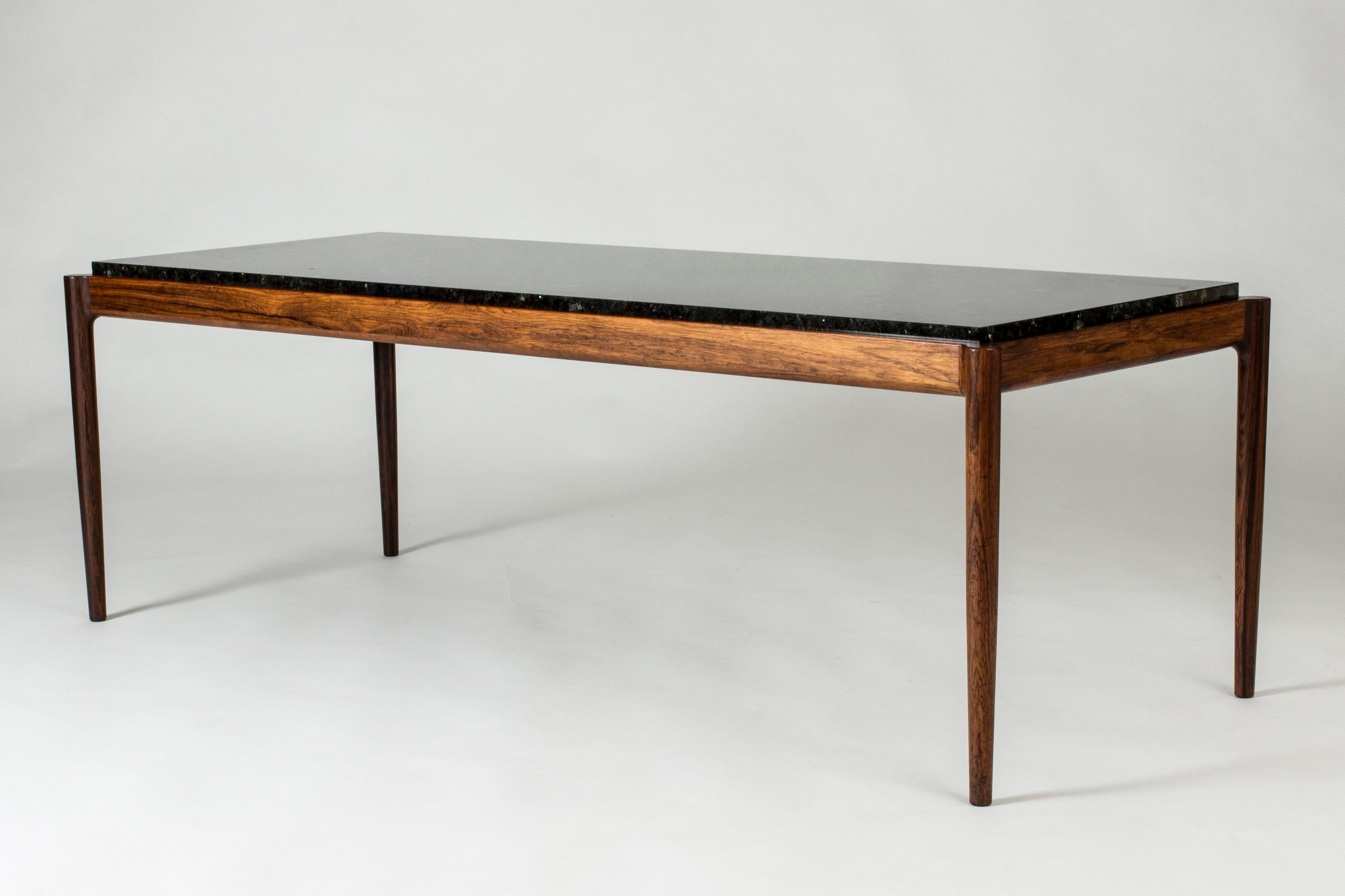 Scandinavian Modern Rosewood & Marble Coffee Table by Ib Kofod-Larson for Seffle Möller, Sweden For Sale