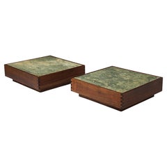 Table basse en palissandre et marbre, France, années 1950