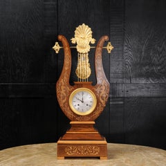 Rosewood Marquetry and Ormolu Lyre Clock with Mystery Pendulum, Henri Marc 1850