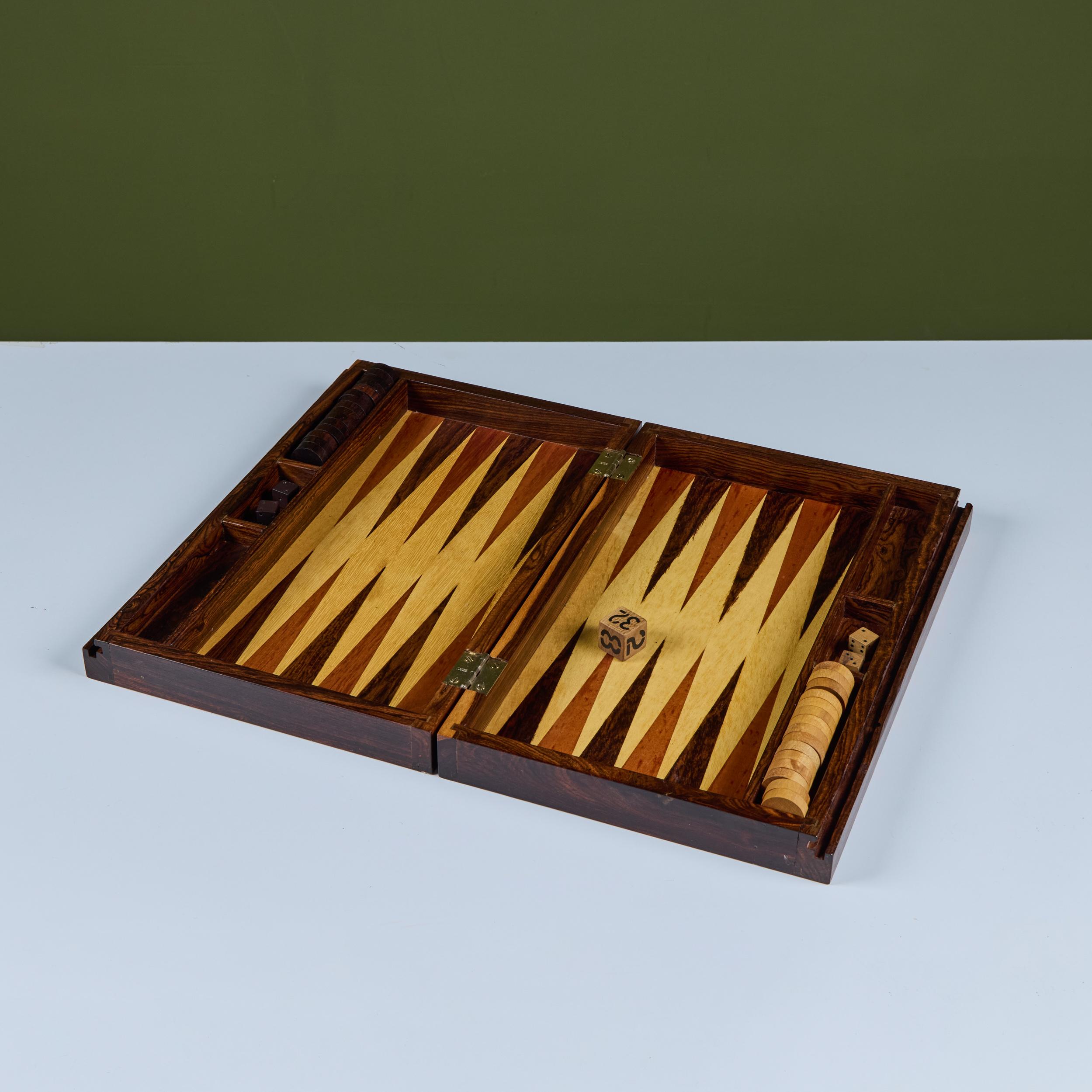 Rosewood Marquetry Backgammon Set by Don Shoemaker For Sale 4