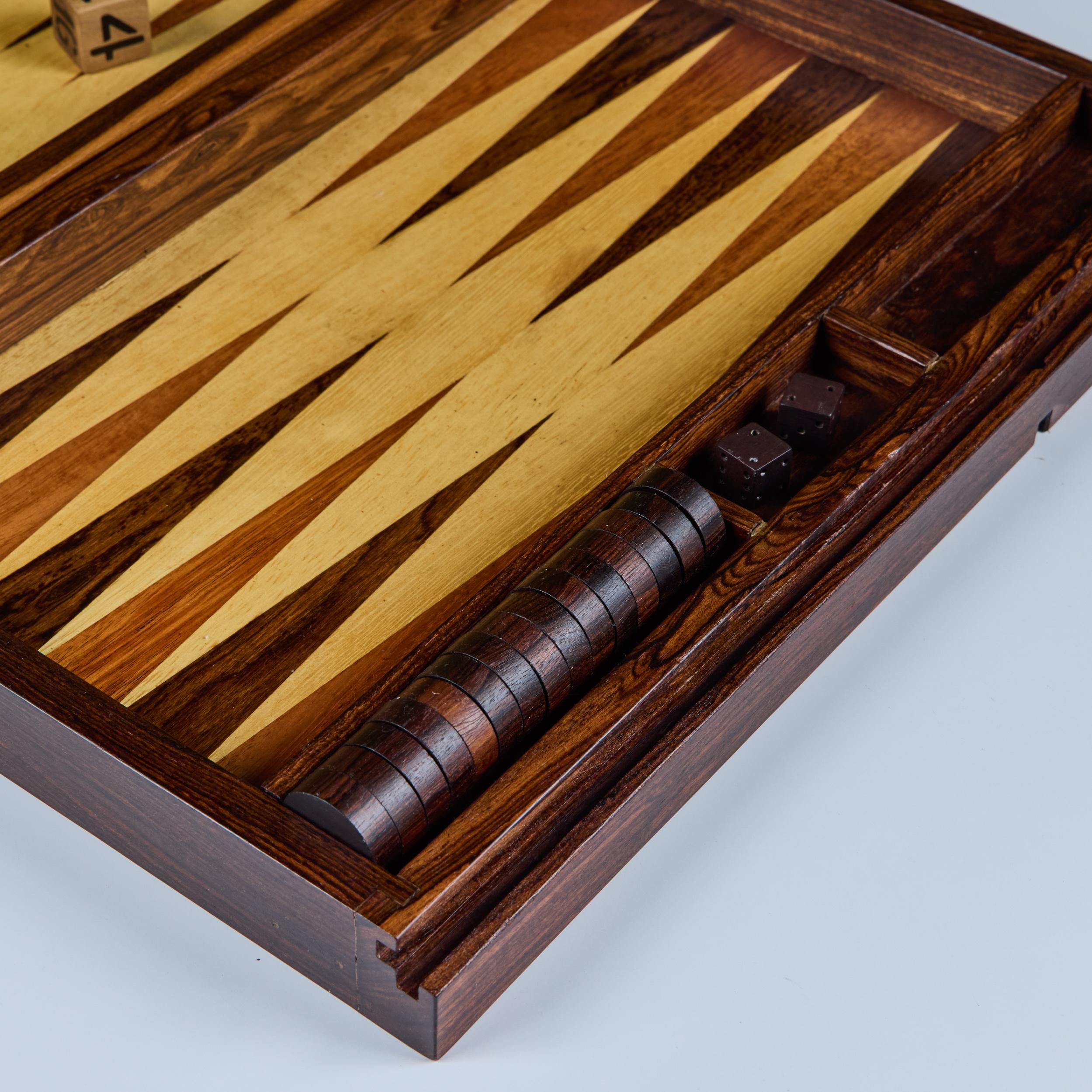 Rosewood Marquetry Backgammon Set by Don Shoemaker For Sale 7