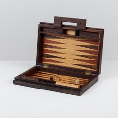 Ensemble de backgammon en marqueterie de bois de rose par Don Shoemaker