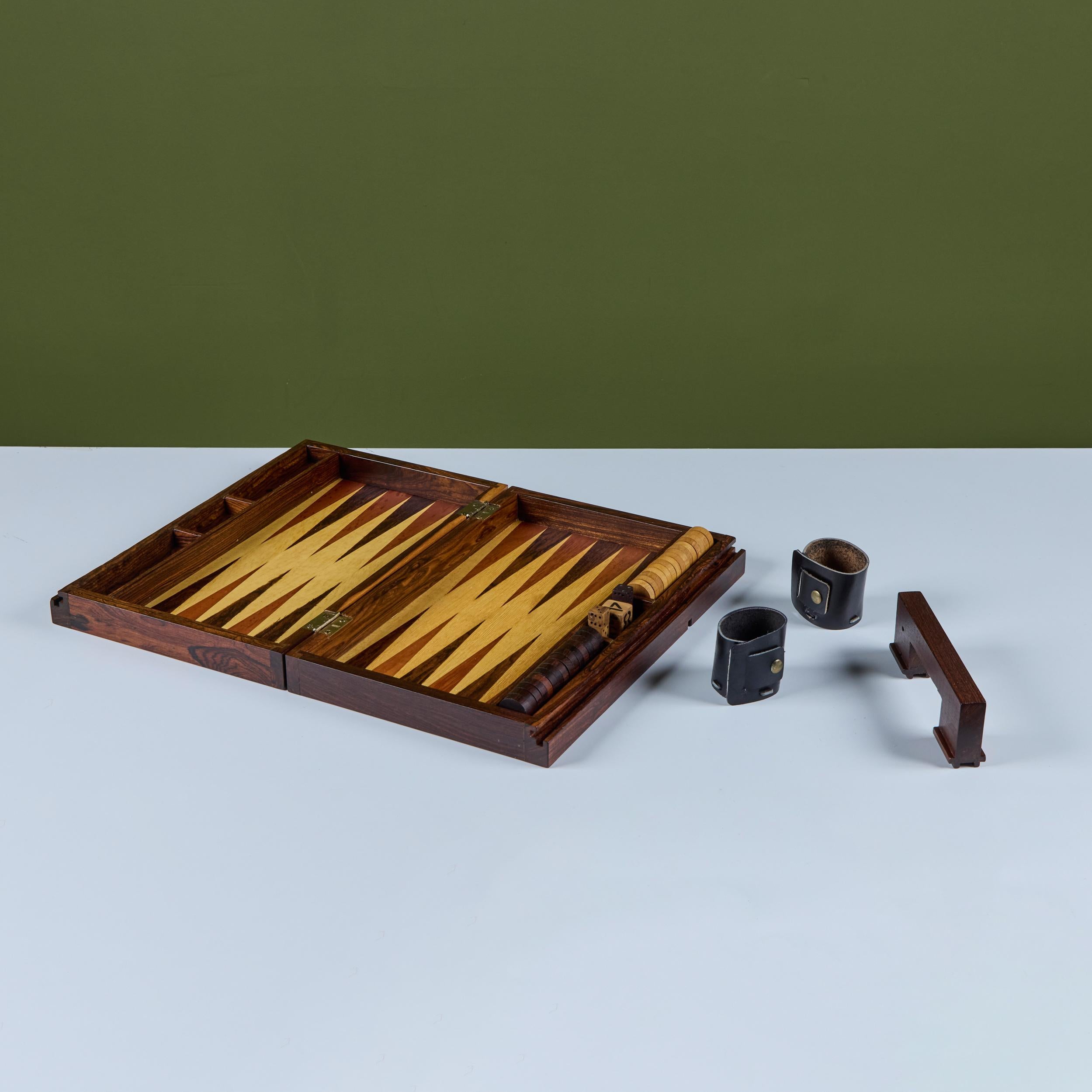 Mexican Rosewood Marquetry Backgammon Set by Don Shoemaker For Sale