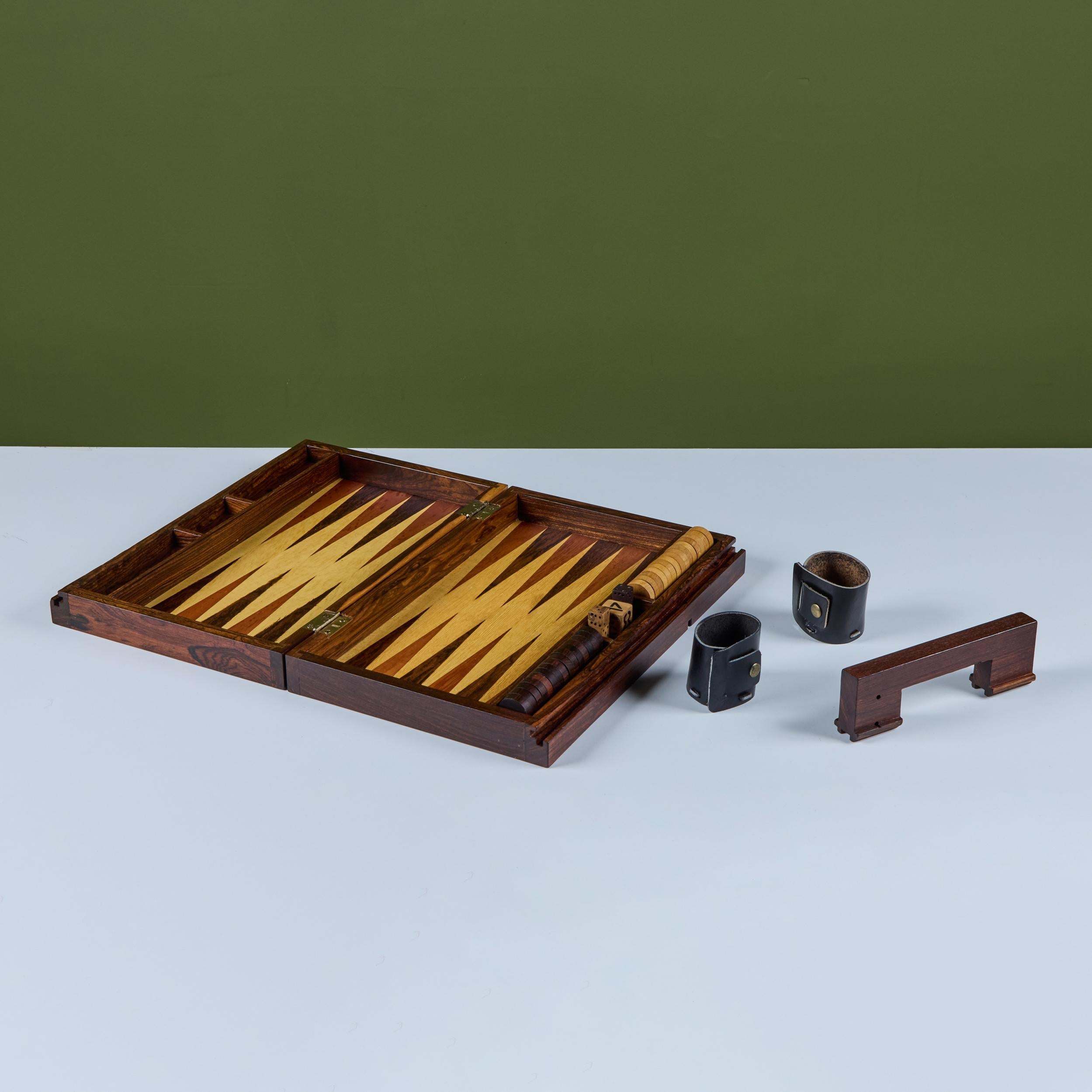 Rosewood Marquetry Backgammon Set by Don Shoemaker In Good Condition For Sale In Los Angeles, CA