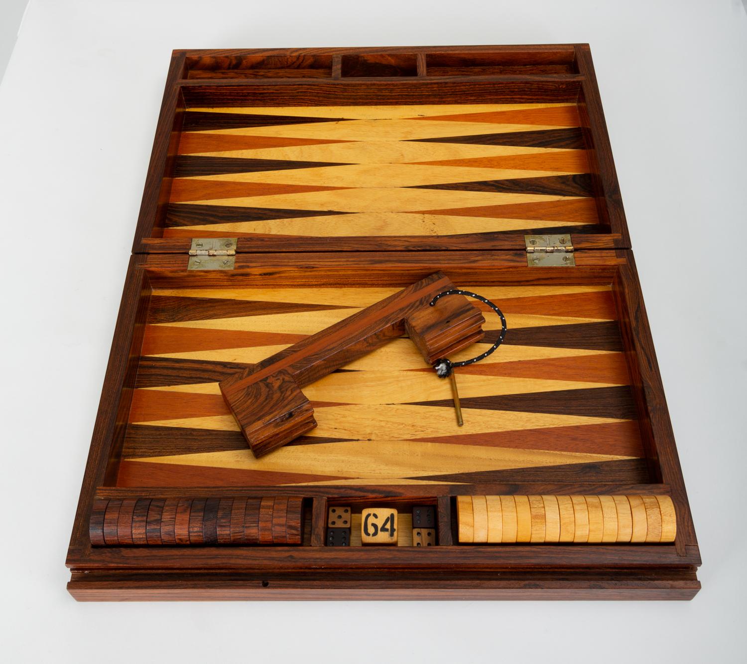 20th Century Rosewood Marquetry Backgammon Set by Don Shoemaker