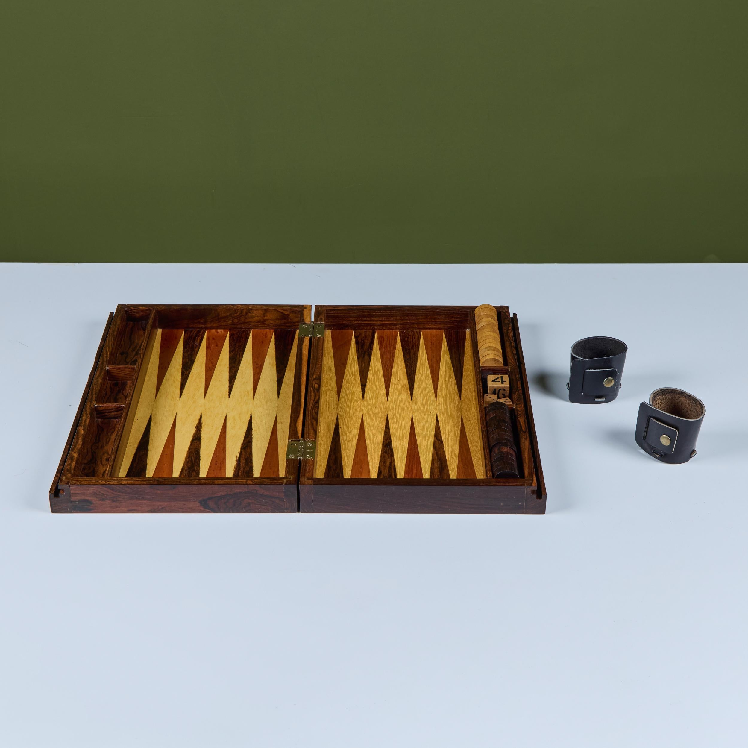 Mid-20th Century Rosewood Marquetry Backgammon Set by Don Shoemaker For Sale