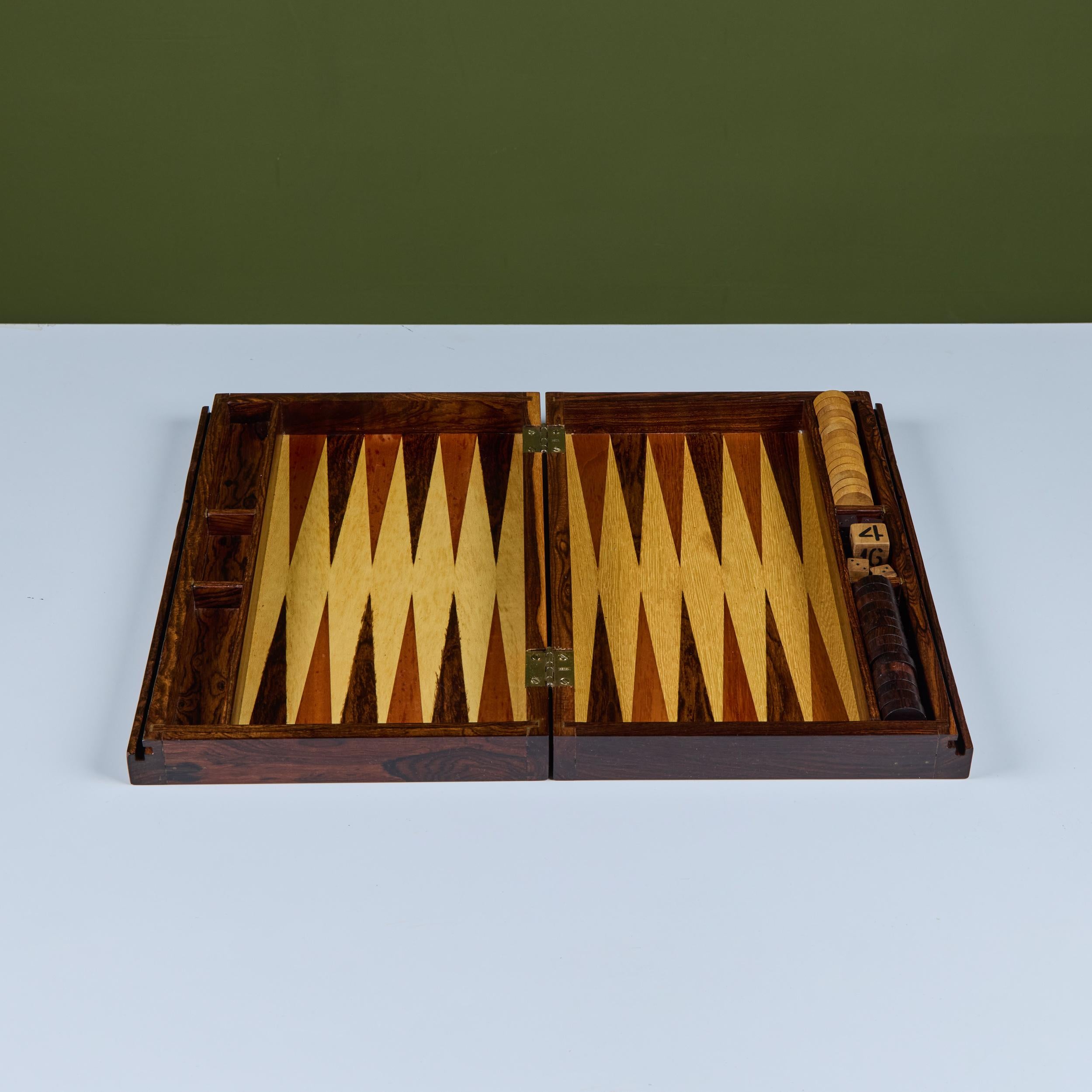 Rosewood Marquetry Backgammon Set by Don Shoemaker For Sale 1
