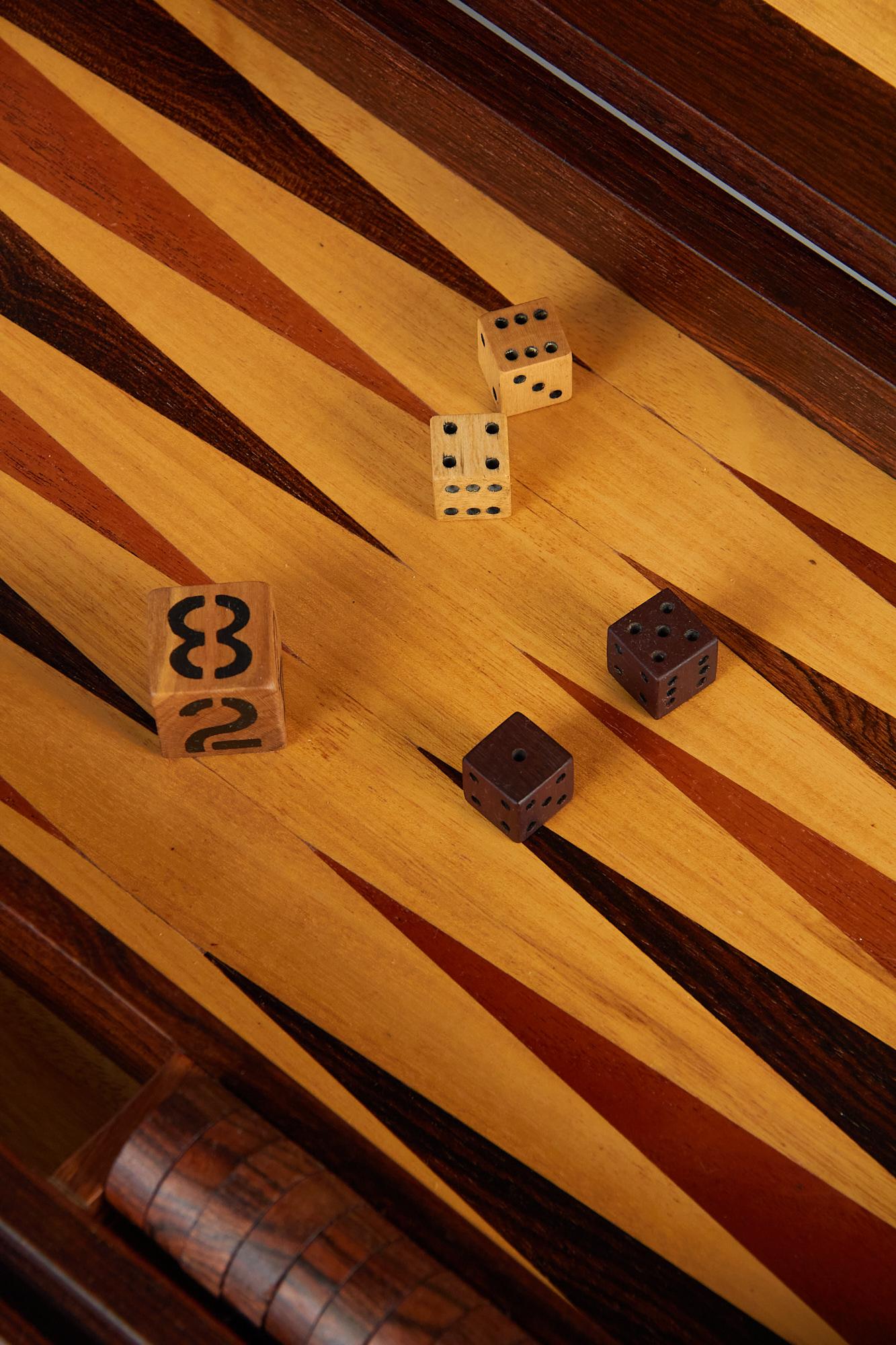 Birch Rosewood Marquetry Backgammon Set by Don Shoemaker