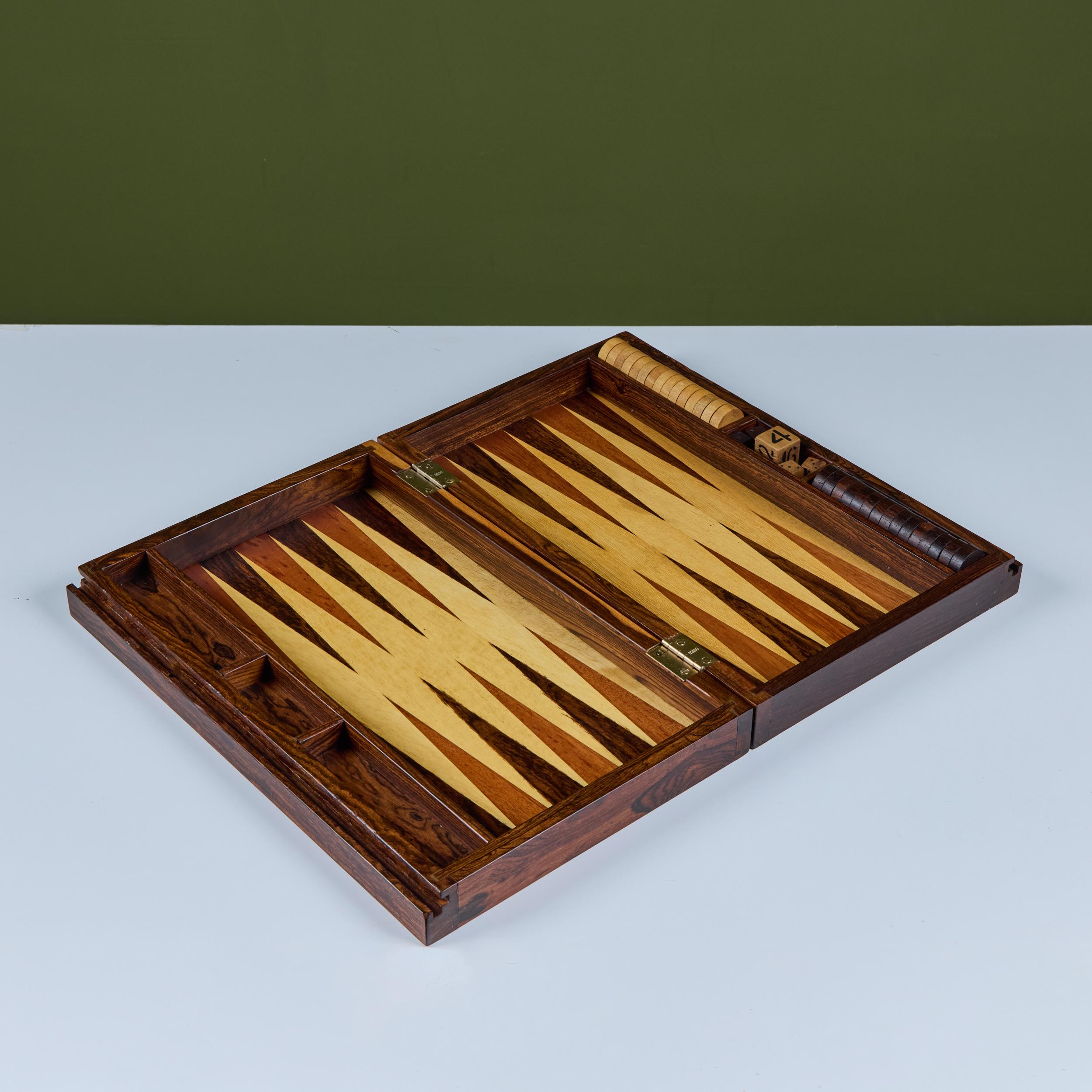 Rosewood Marquetry Backgammon Set by Don Shoemaker For Sale 2