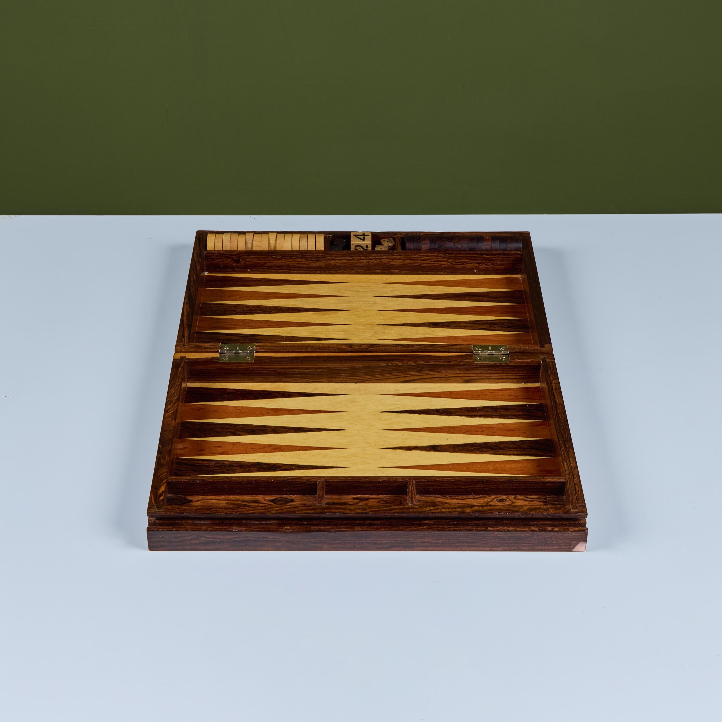 Rosewood Marquetry Backgammon Set by Don Shoemaker For Sale 3