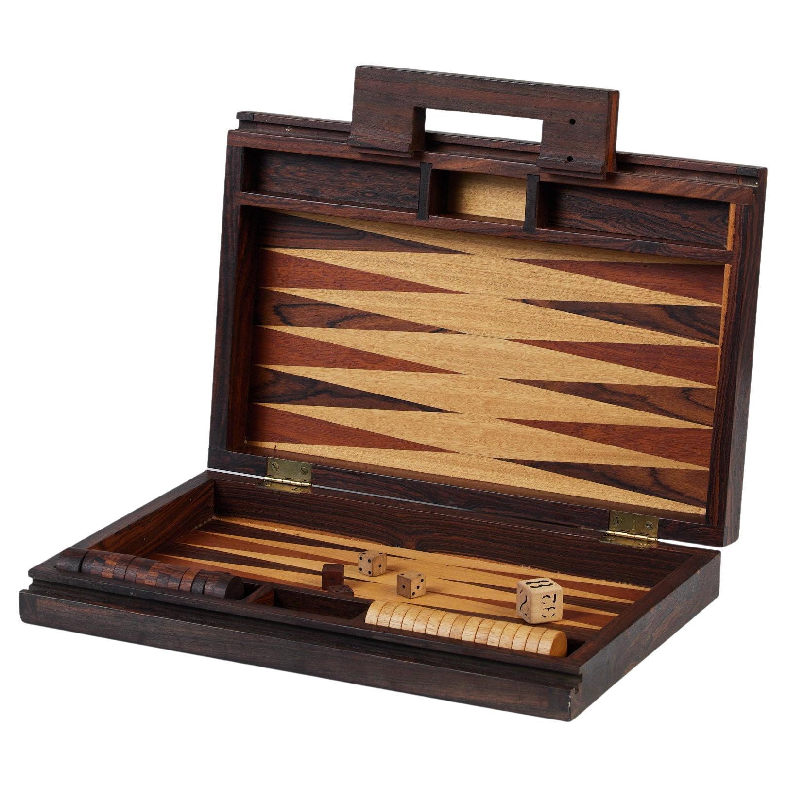 Rosewood Marquetry Backgammon Set by Don Shoemaker