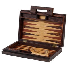 Ensemble de backgammon en marqueterie de bois de rose par Don Shoemaker