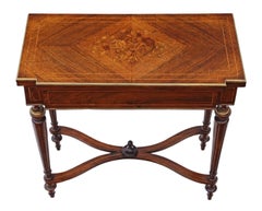 Rosewood Marquetry Folding Card Table