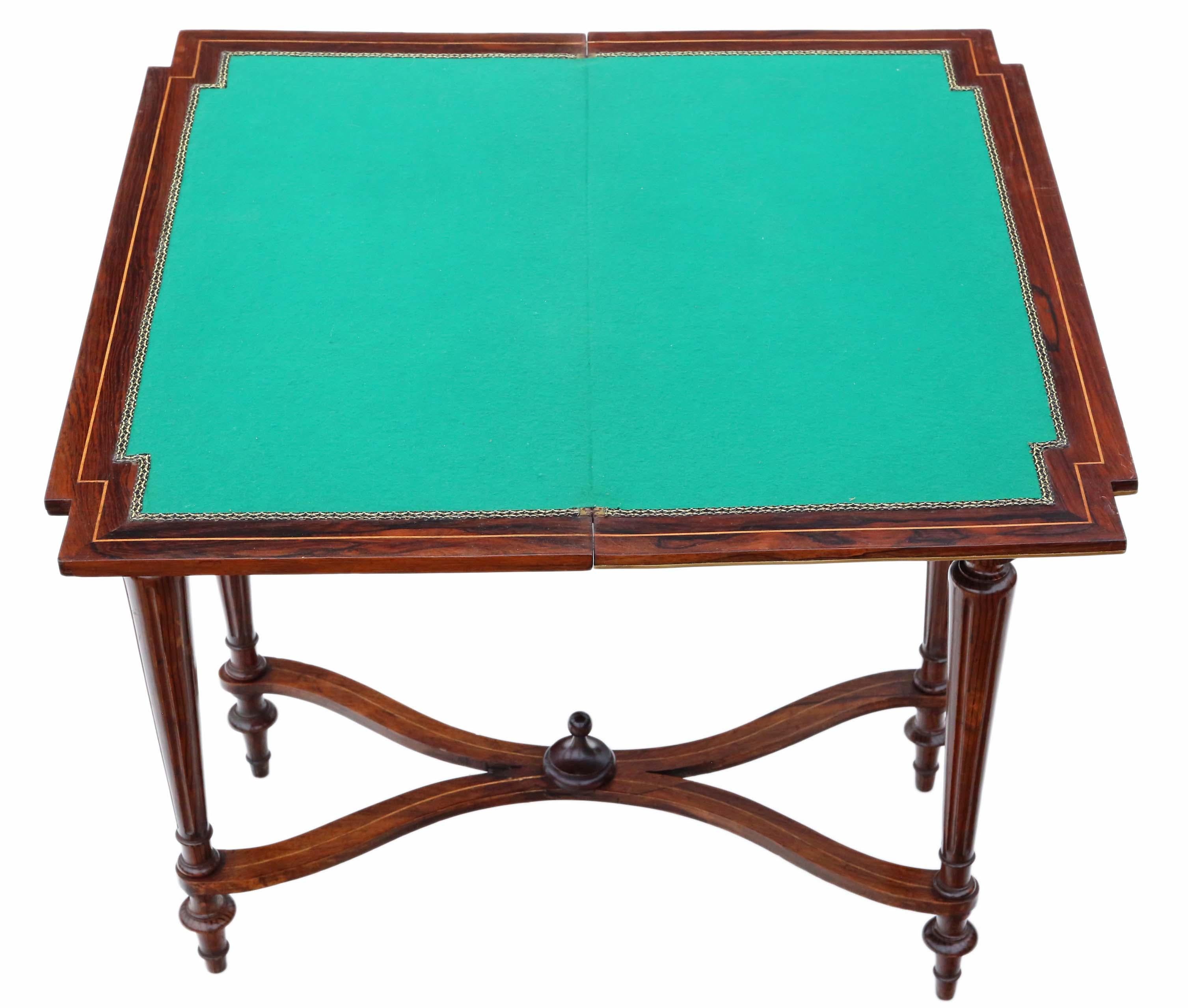 19th Century Rosewood Marquetry Folding Card Table