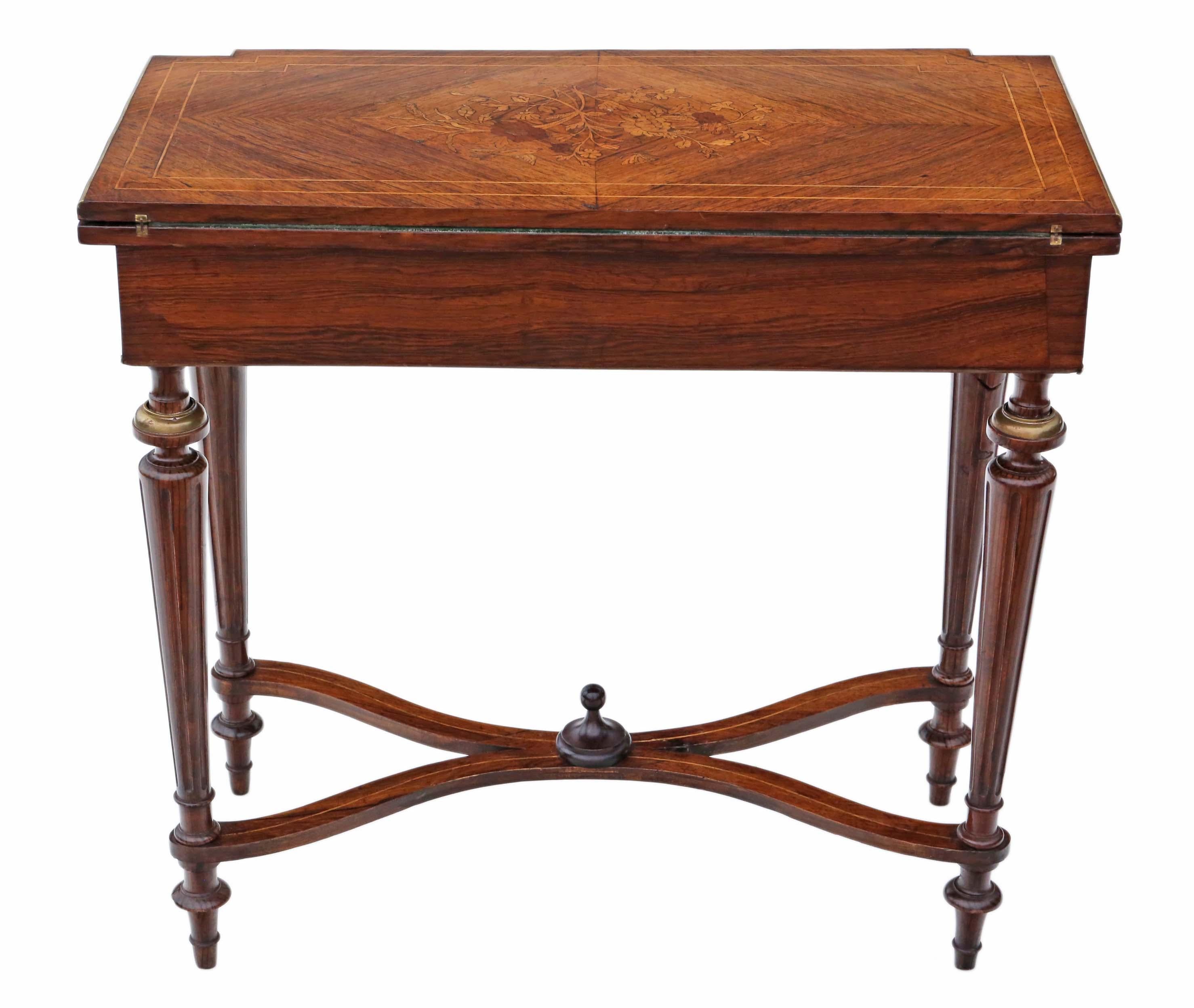 Rosewood Marquetry Folding Card Table 2