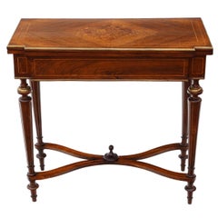 Rosewood Marquetry Folding Card Table