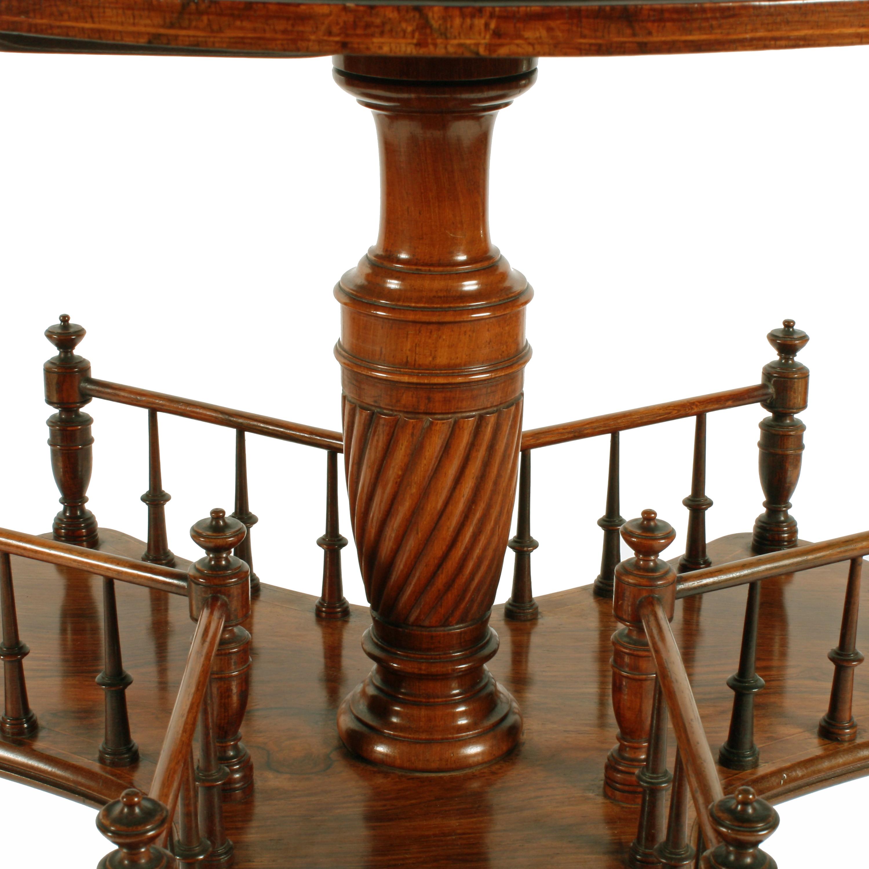 19th Century Rosewood Marquetry Inlaid Book Table