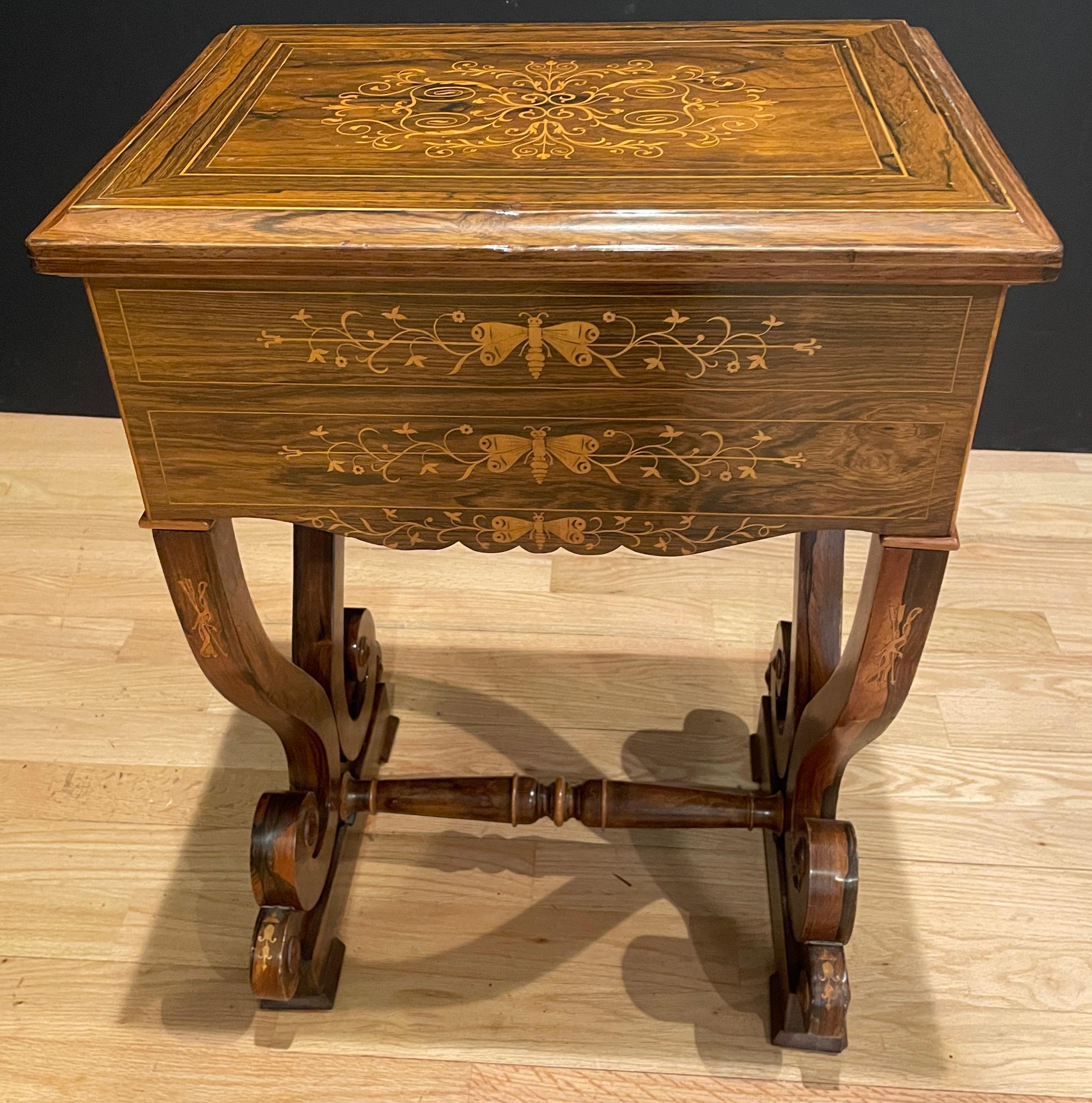 19th Century Rosewood Marquetry Work Table For Sale