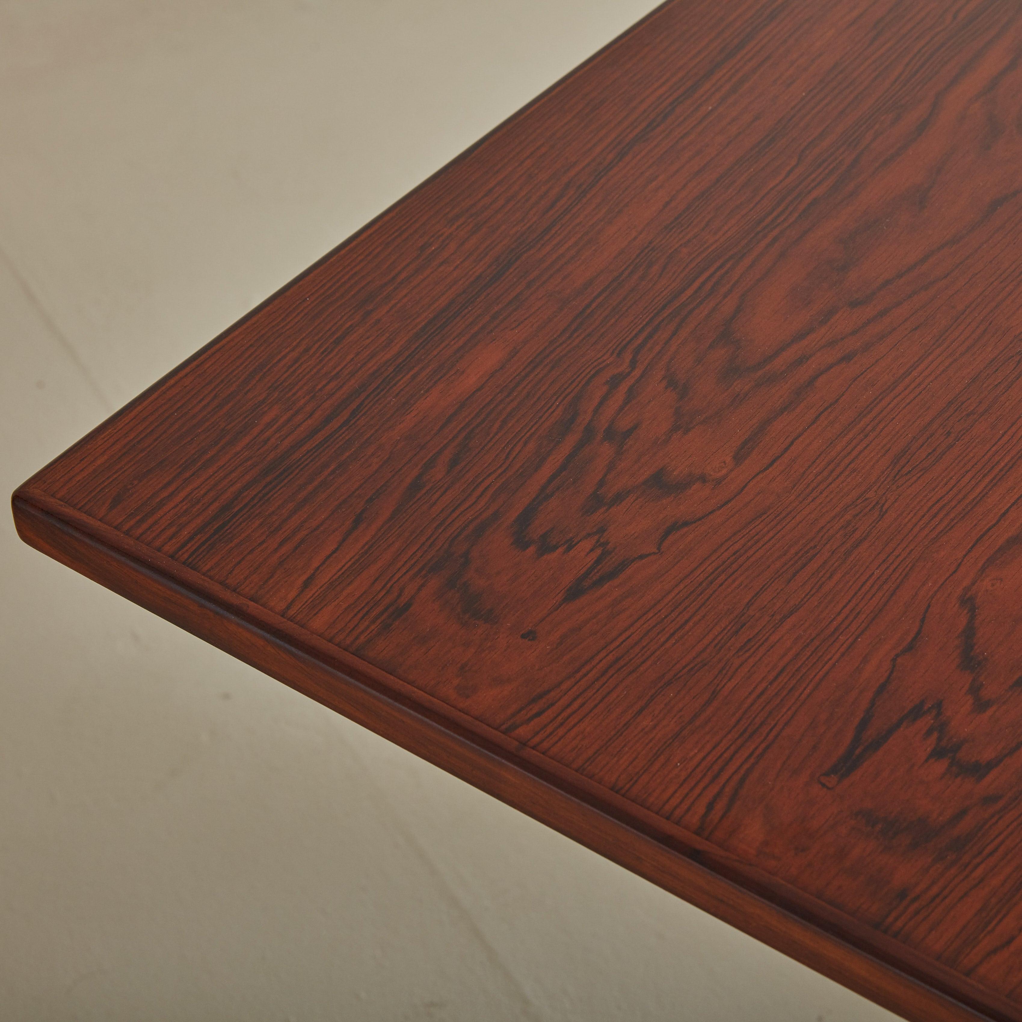 Rosewood + Metal Dining Table with Drop Leaves Attributed to Hans Wegner For Sale 4