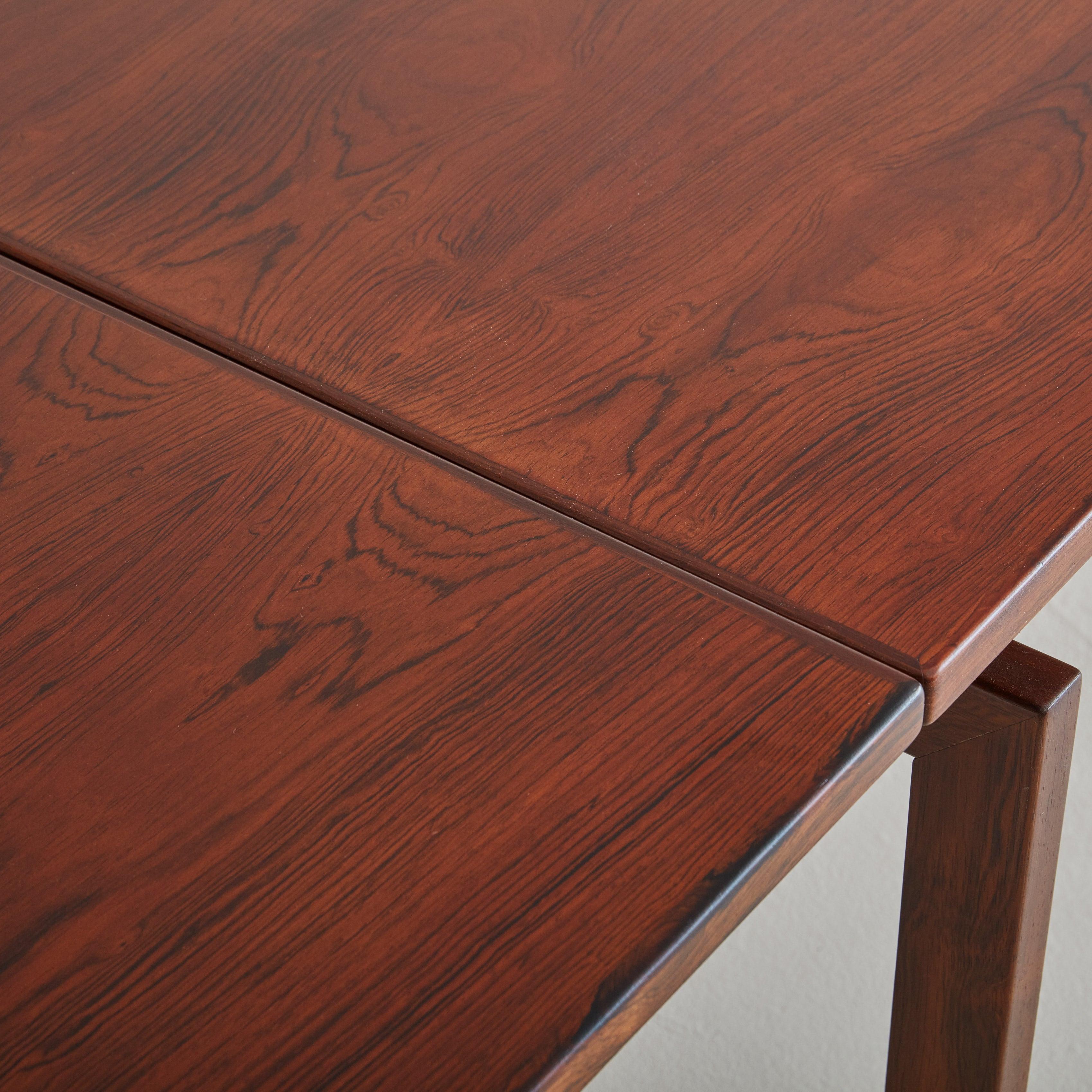 Rosewood + Metal Dining Table with Drop Leaves Attributed to Hans Wegner For Sale 5