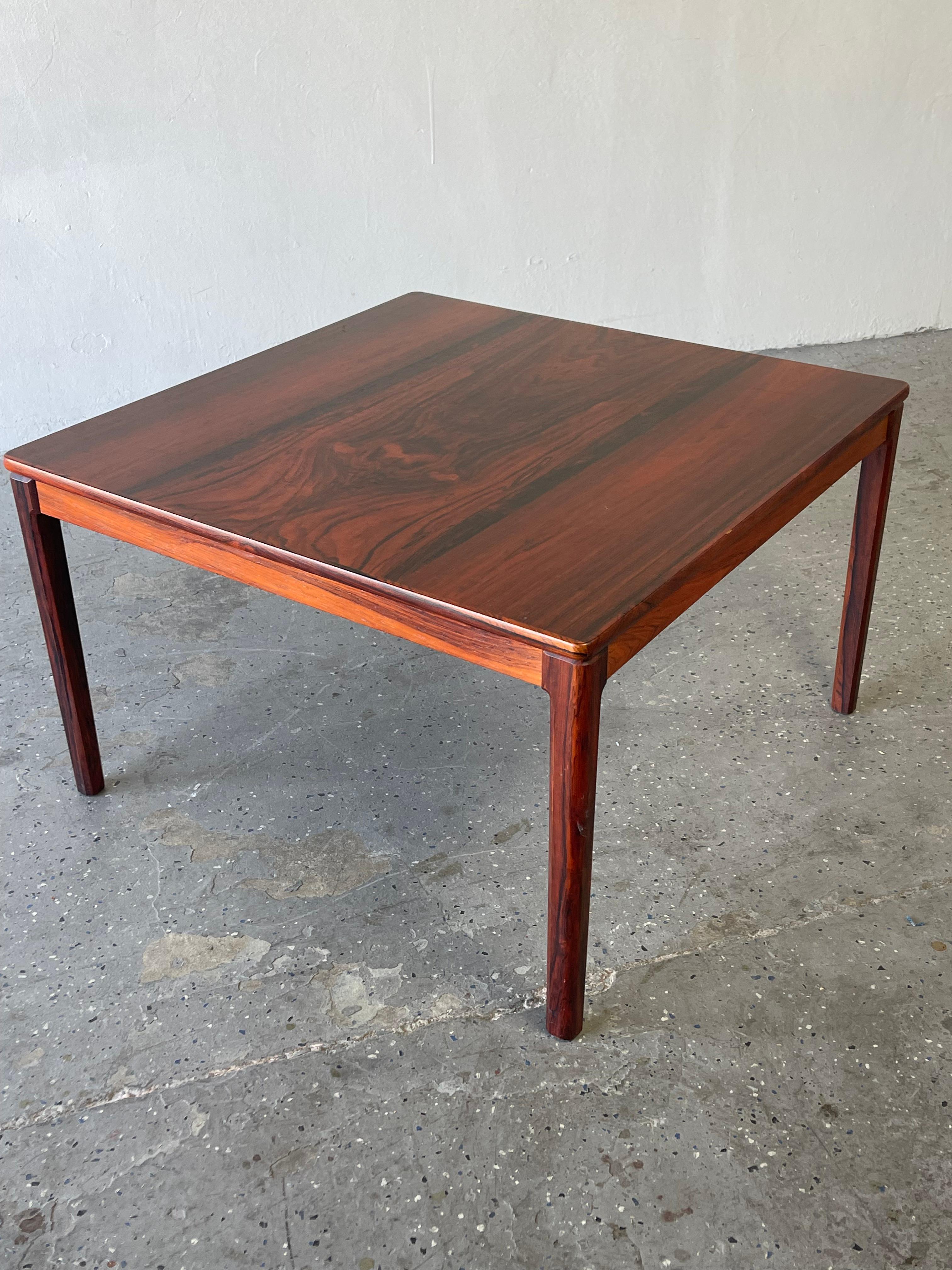 Mid-20th Century Rosewood Mid-Century Danish Modern Square Coffee Table Cocktail Side End