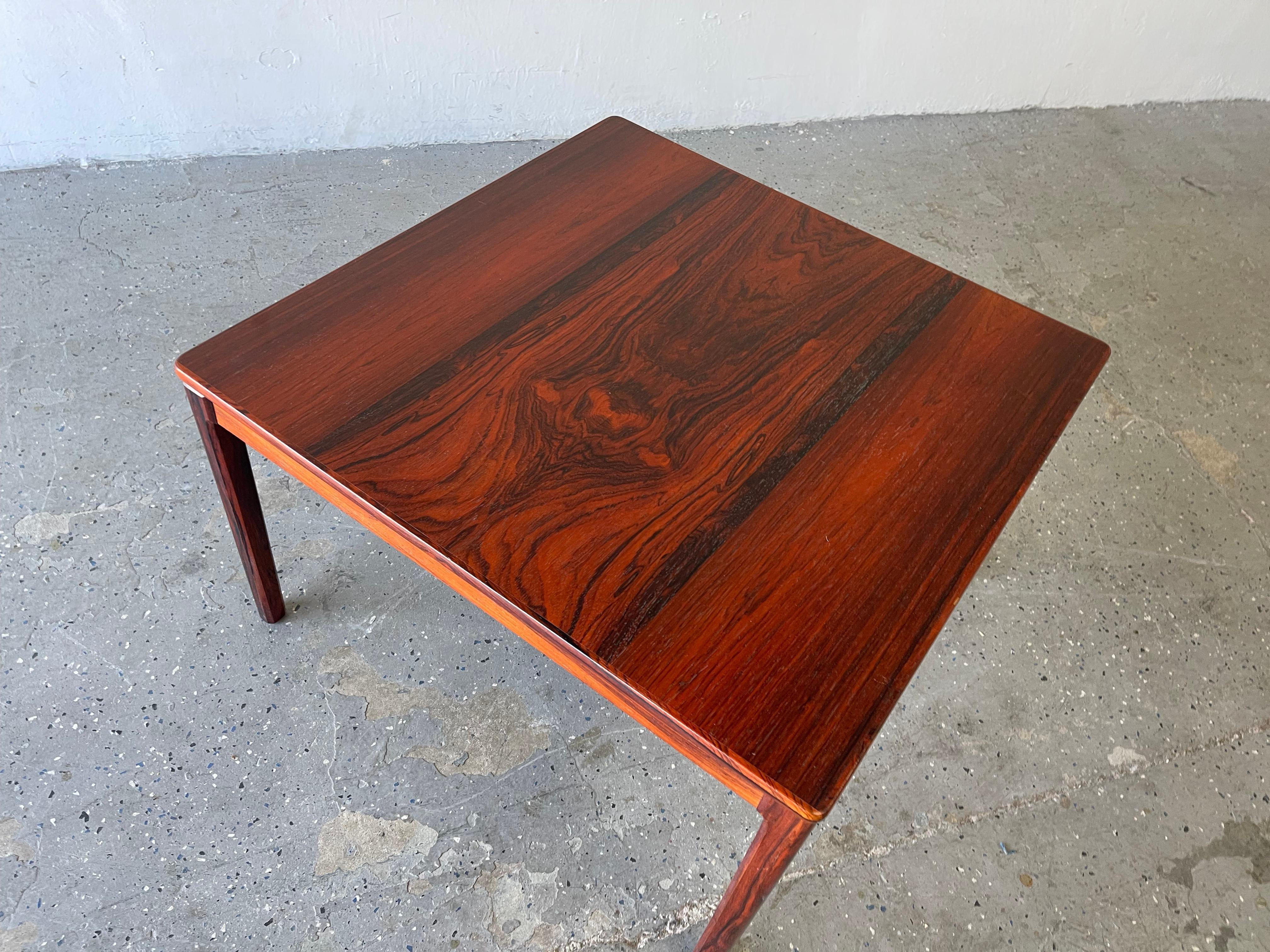 Rosewood Mid-Century Danish Modern Square Coffee Table Cocktail Side End 2